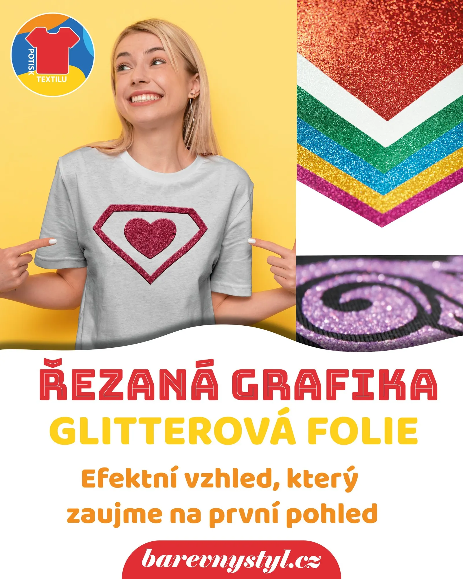 Plakát řezaná grafika glitterová fólie