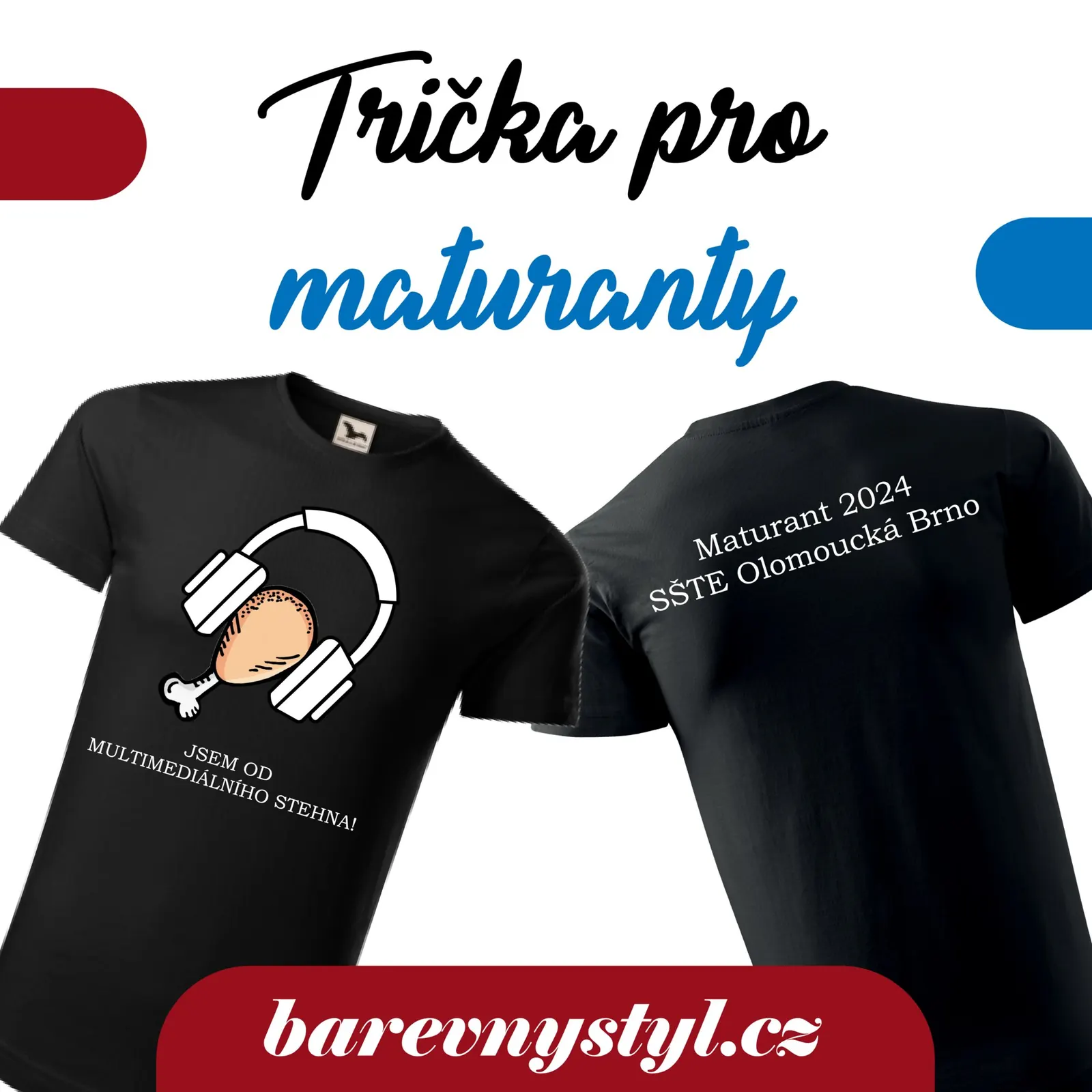 Plakát Trička pro maturanty s černými tričky Maturant 2024